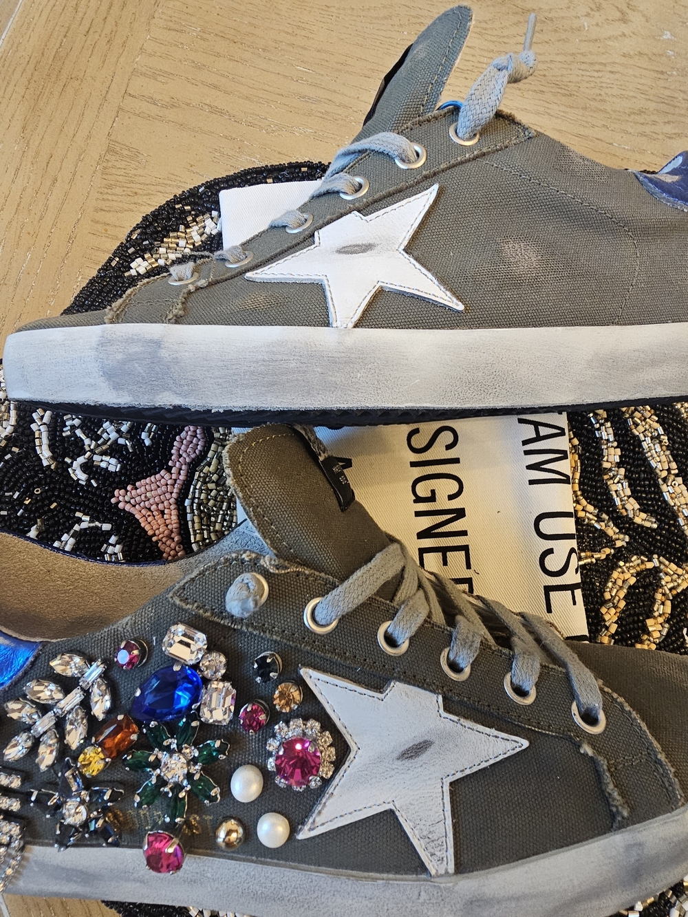 Golden Goose Superstar Canvas Crystal Charm Sneakers💎 - Picture 11 of 12